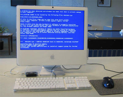 apple computer blue screen akin to death