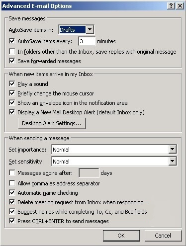 Auto-Webadresse in Outlook 2003 ausfüllen