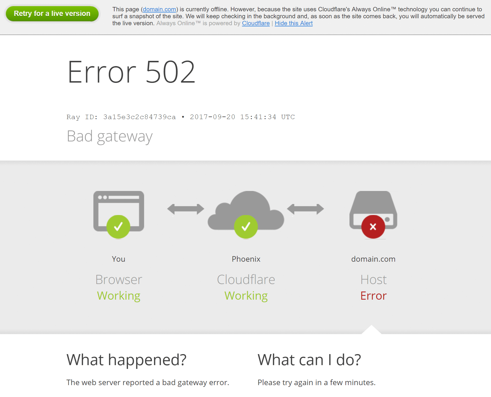 bad gateway error troubleshoot