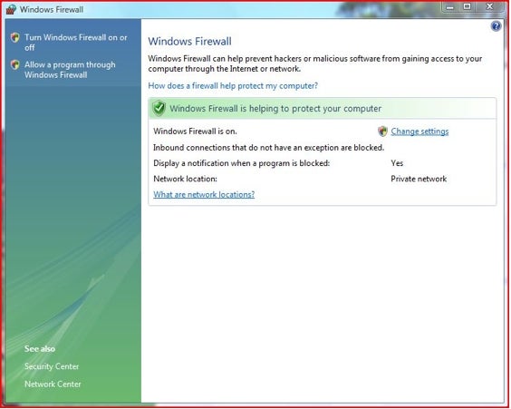 bloquer le programme maintenant avec le pare-feu Windows Vista