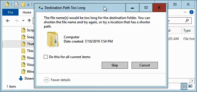 no se pueden abrir o volver a etiquetar archivos doc con nombres de envío largos