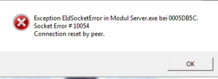 cannot read from tips socket. socket error = #10054
