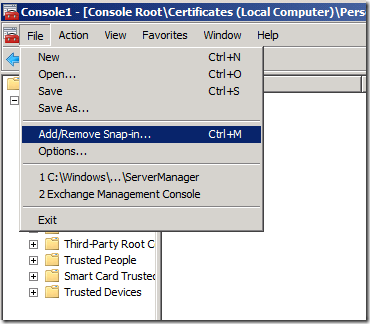 Zertifikate über Windows Server 2008 r2