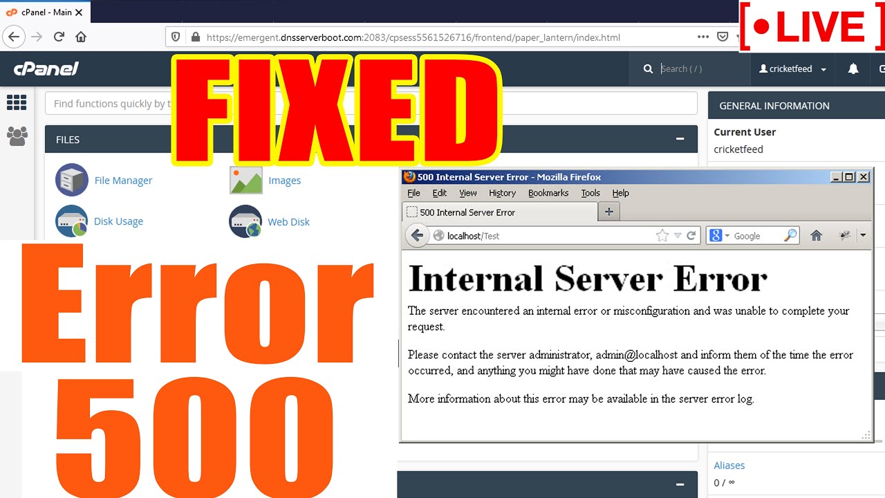 cpanel internal server error php