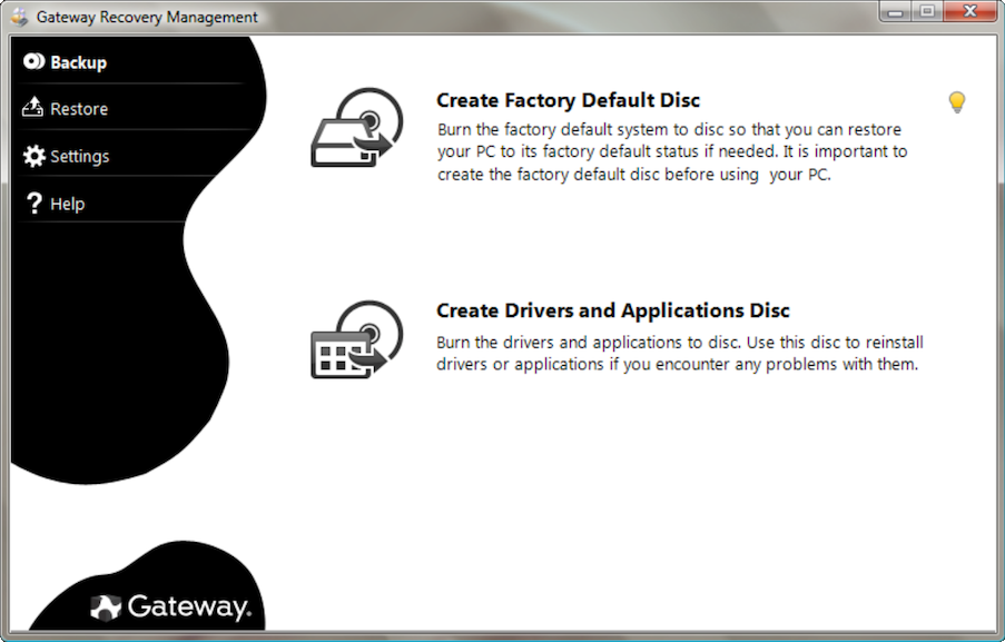 Gateway Hiking Disk erstellen
