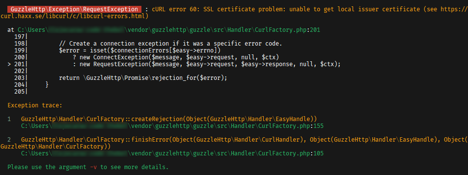 curl_exec error 55 SSL-Zertifikatproblem