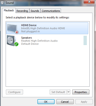hdmi de áudio digital não shagged no windows 7