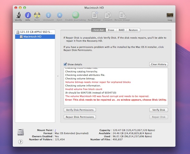 mac утилита проверки ошибок диска