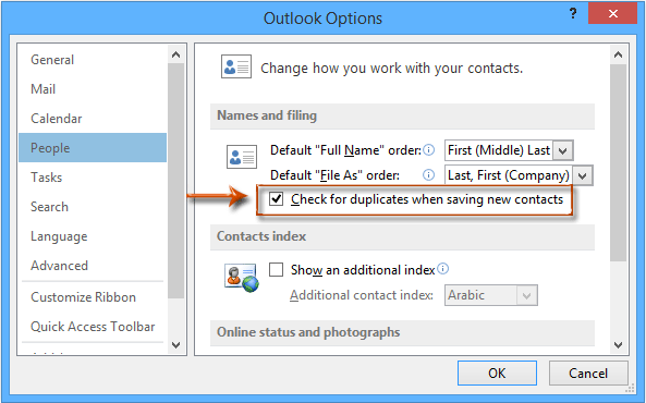 duplicate contacts in outlook merge