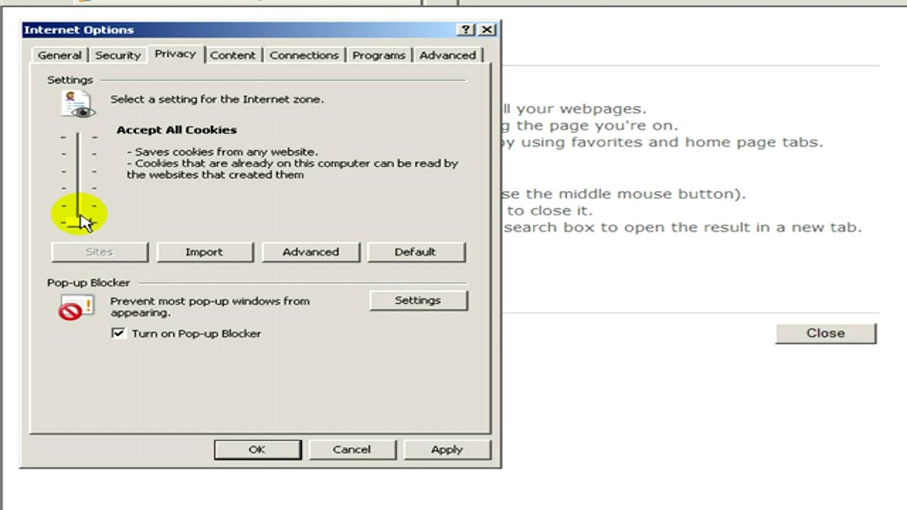 włącz obsługę plików cookie w systemie Windows XP