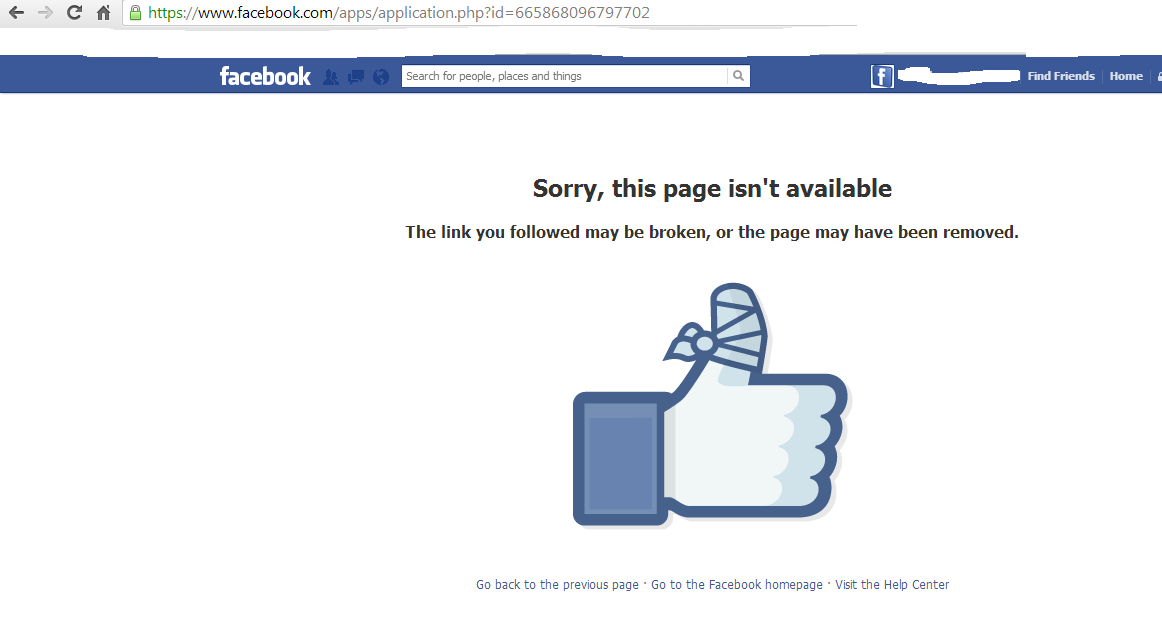 error facebook page