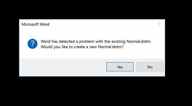 error message the file normal dot already exists