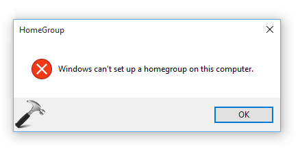 błąd oznaczający, że system Windows nie może skonfigurować grupy domowej na tym komputerze