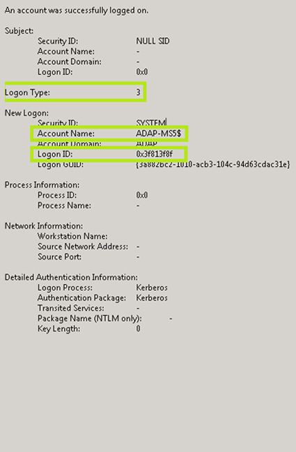 event viewer logon collectioning id