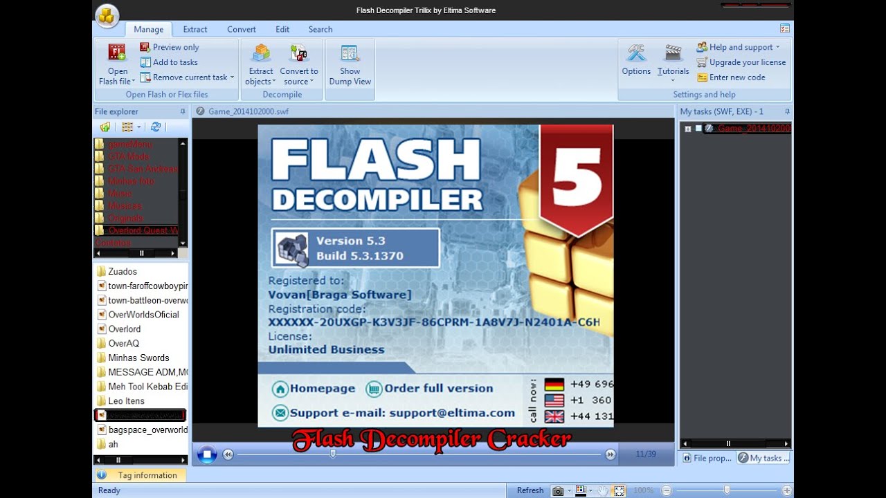 error de cambio de trillix del descompilador flash