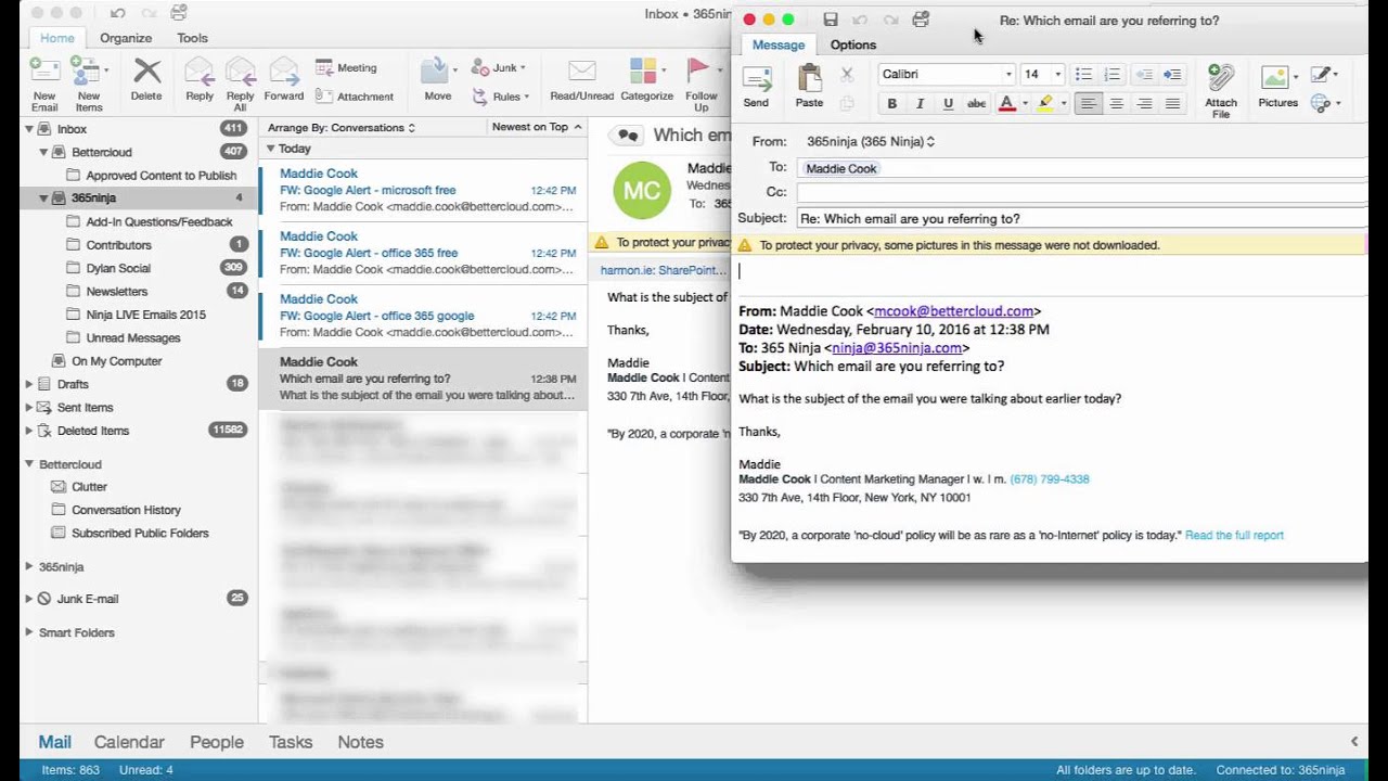 как прикрепить новое хорошее письмо в Outlook 2011