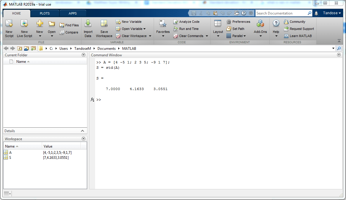 how to find standard error in matlab