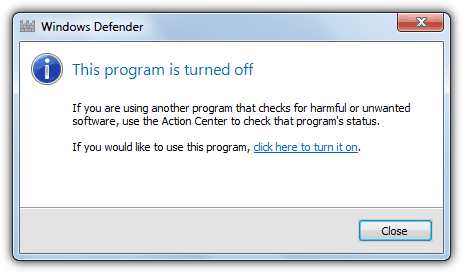 hur man fixar Windows Defender error vista