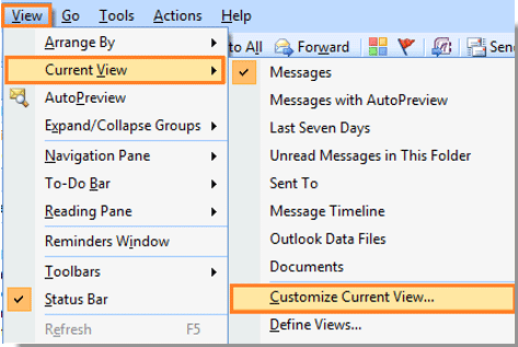 como visualizar coisas importantes não lidas no Outlook 2007