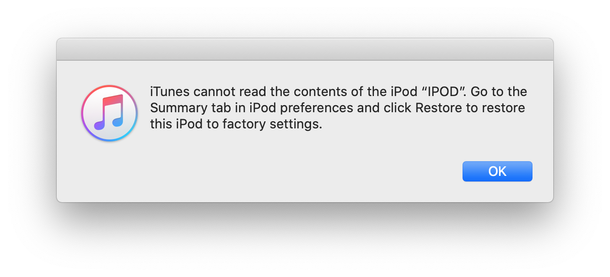 ipod new ipod nano error issues