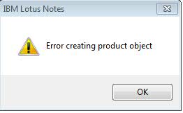 lotus domino error creating product object
