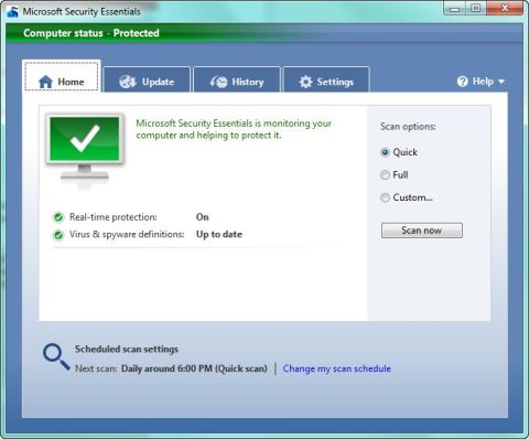 microsoft security essentials antivirus óptimo 2012