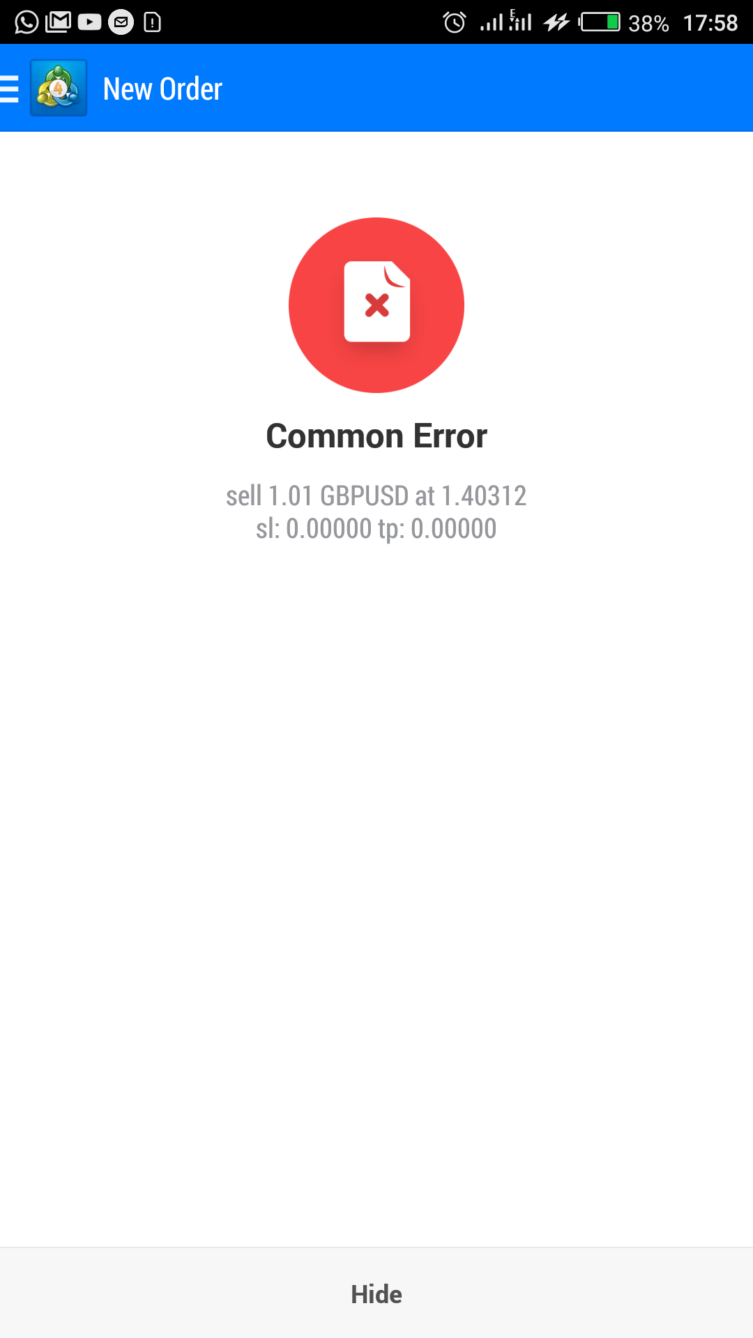 mt4 connect failed common error
