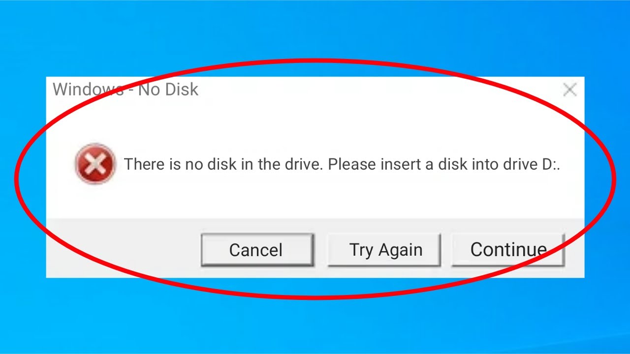 드라이브 오류 문제 해결에 컴팩트 디스크 없음