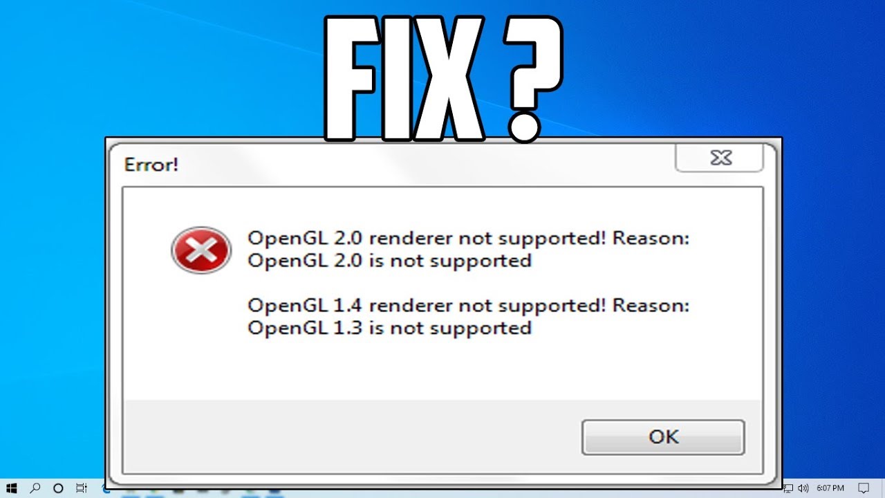 opengl 2.0 error in windows 7