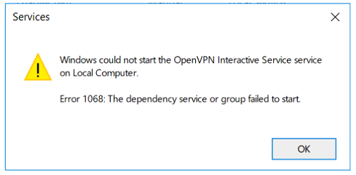 openvpn Supplier error 1068