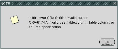 oracle gateway error opening cursor