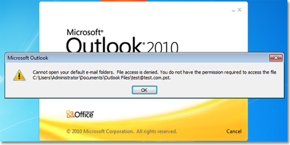 outlook error and microsoft access