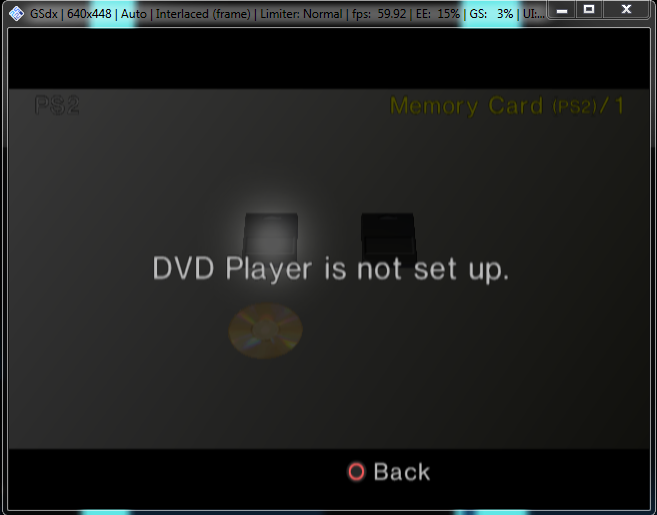 pcsx2 ошибка DVD-плеер не настроен