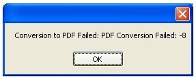 conversione pdf non riuscita, risolvi l'errore