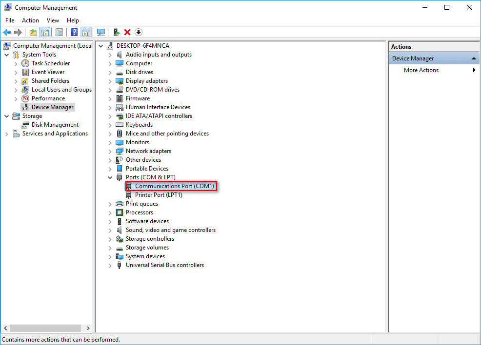 ports not available in device manager