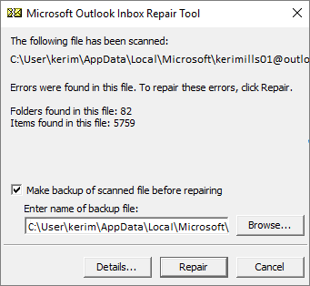 pst strumento di riparazione del file Windows 7