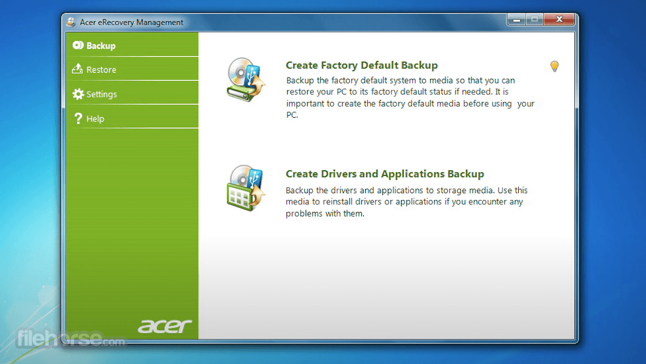 reinstall acer erecovery