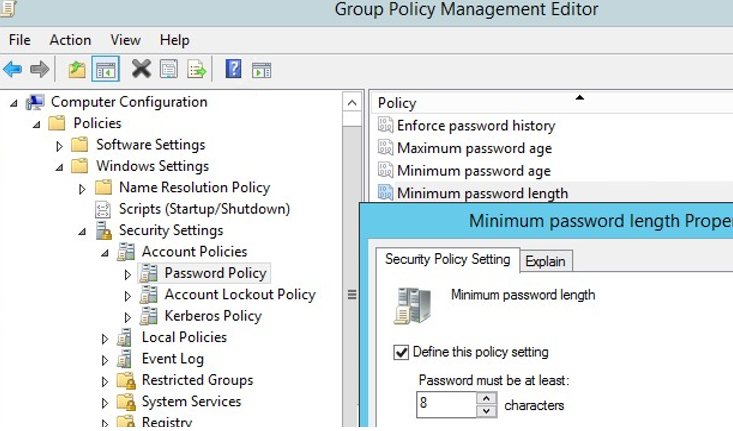 imposta un piano di copertura per password complesse in Windows XP