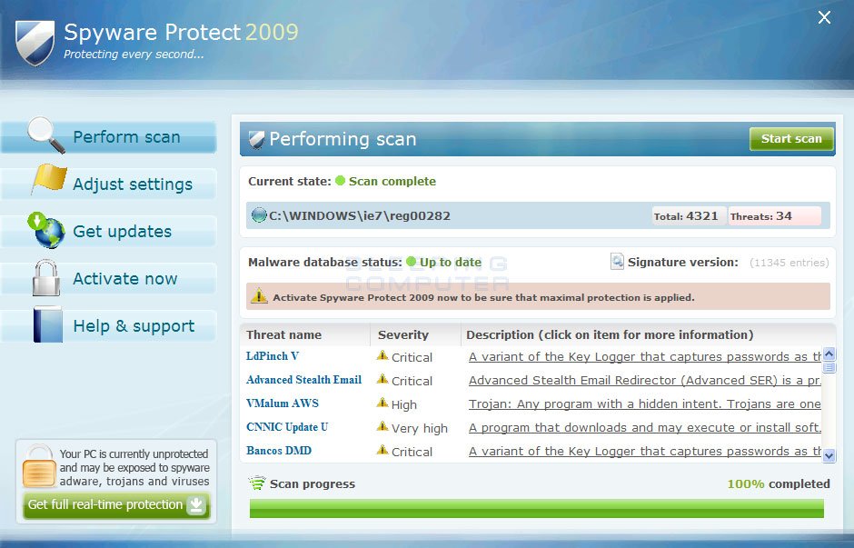 spyware protection 2009 uninstall