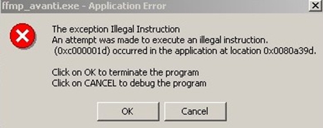 svchost.exe application error the exception illegal instruction