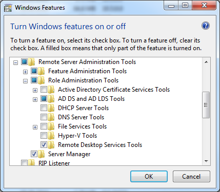 menedżer usług terminalowych, jeśli chodzi o Windows 7