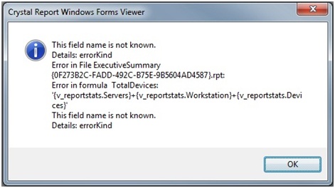 this field name is not known error in crystal reports
