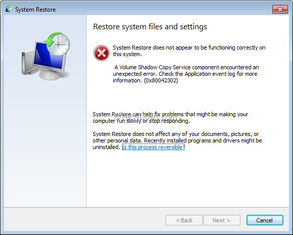 erreur de restauration d'image de plate-forme Windows 8