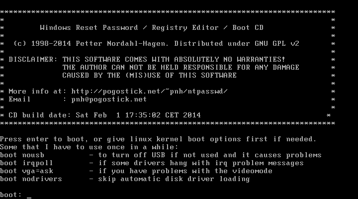 диск восстановления пароля Windows NT