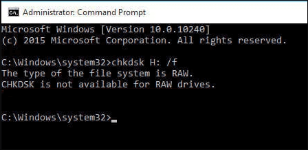 sistema de archivos RAW de Windows