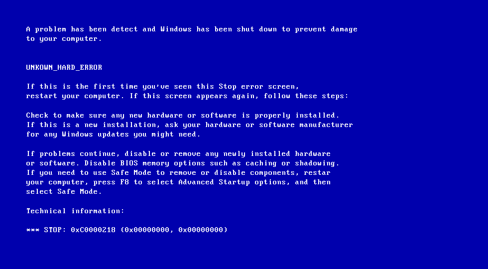 Windows XP désactive le redémarrage après un écran bleu
