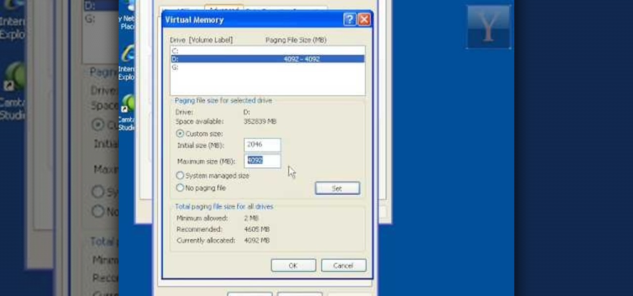 windows xp увеличить виртуальную память