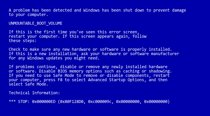 xp pro blue screen death